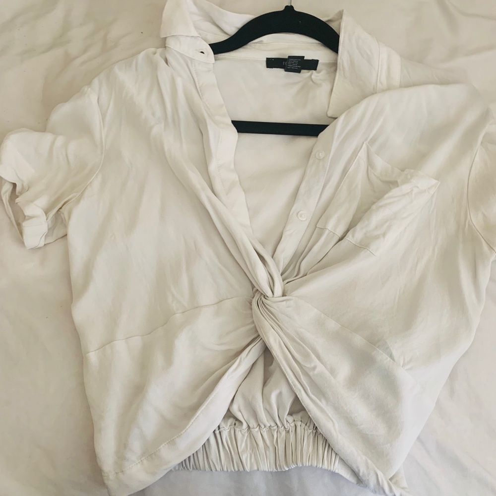White button up crop top
